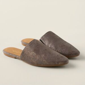 Garnet hill IRIS leather silver mules flats NEW eu 41